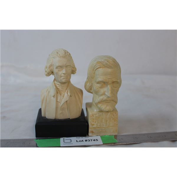 Verdi and Thomas Jefferson busts plaster (some chipping)