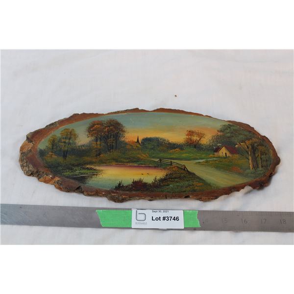 Scenery painted on wood, wall hanging