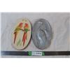 Image 1 : 2 painted plaster wall hangings of birds