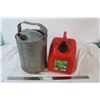 Image 1 : Plastic gas can and metal watering can
