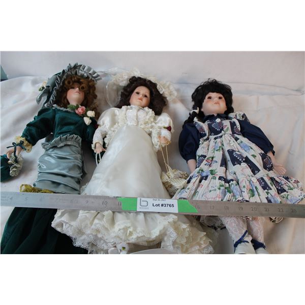 Set of 3 18" porceline dolls