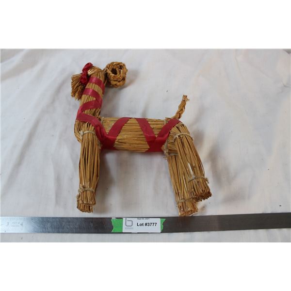 Straw reindeer sculpture