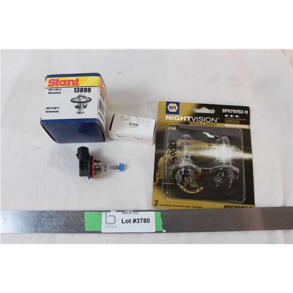 Car thermostat + lightbulbs, one old bulb