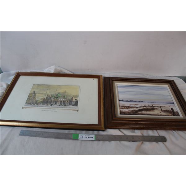 1 painting, 1 print framed