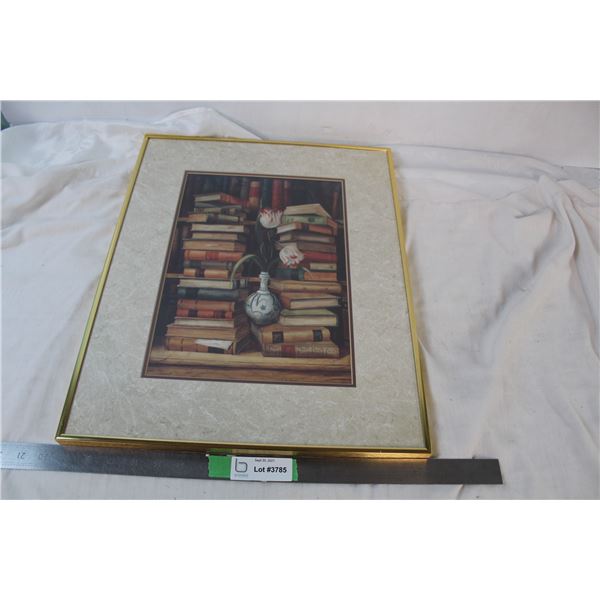 Book art print in frame