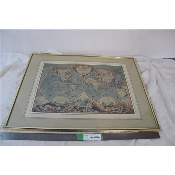 Map of the world framed print