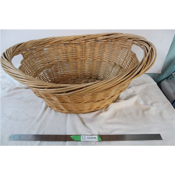 Wicker or wooden basket with handles