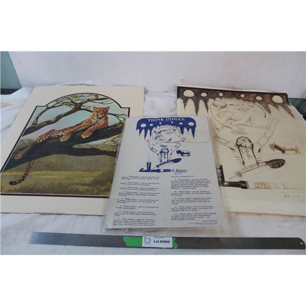 Handdrawn art piece "Think Indian" by Big White Owl