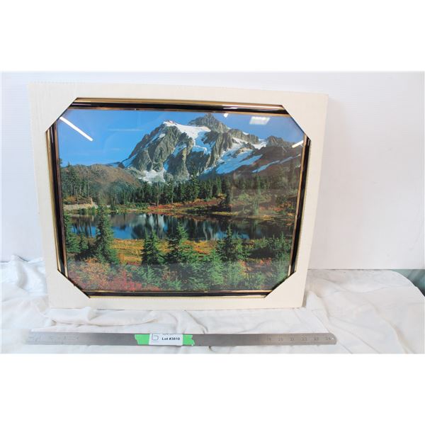 Framed mountain photo - new in box