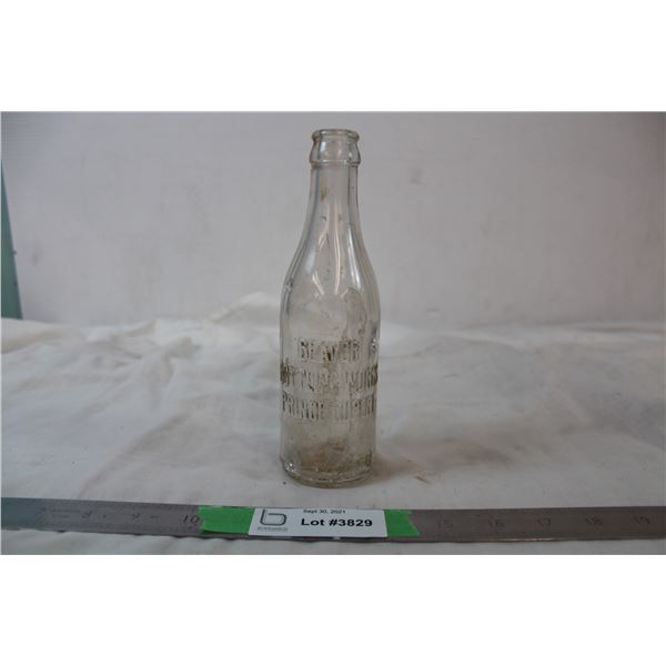 Glass 'Beaver' bottling works Prince Rupert bottle (damaged)