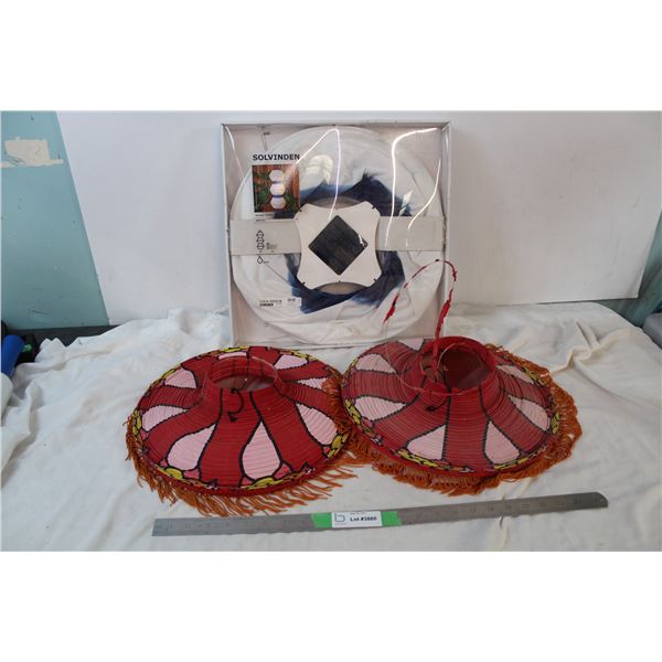 Solvinden Ikea light, two paper lamp shades (one broken)