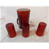 Image 4 : Vintage Ruby Glass Pitcher with 3 cups