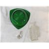 Image 3 : Vintage green glass tray with crystal vinegarette jar