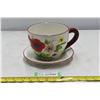 Image 1 : Flower Pot Mug & Saucer - 6" Diameter on pot