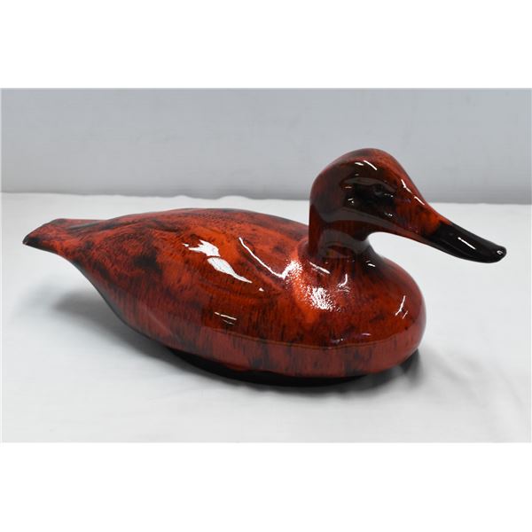 Vintage Red Ceramic Duck Figure - 14" long