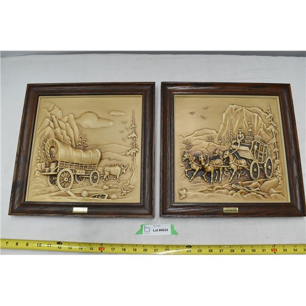 Covered Wagon + Stage Coach 3D pictures in frame