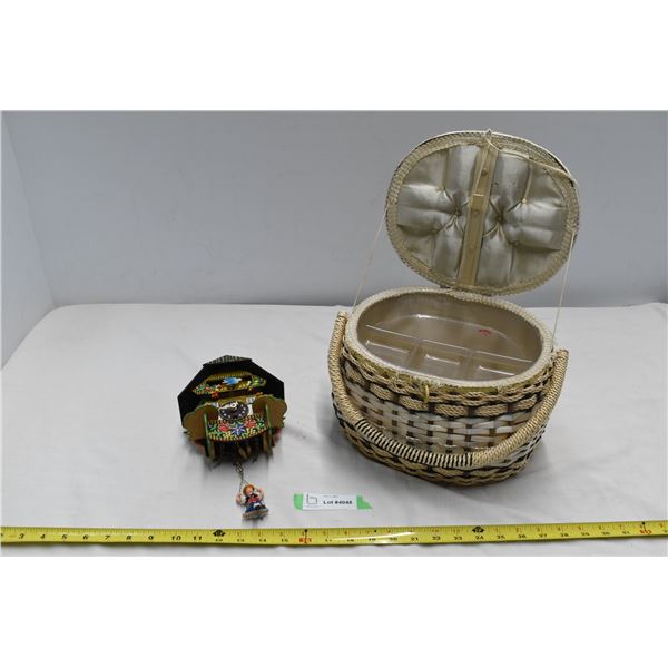Sewing Basket & Small Birdhouse Clock