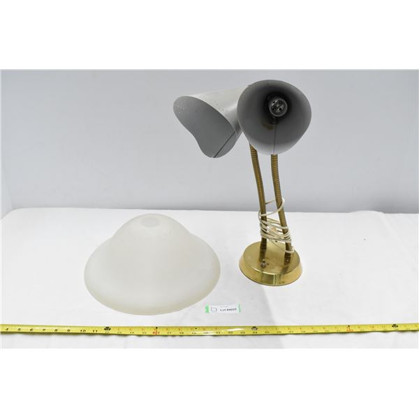 2-Headed Desk Lamp – 22” Tall & Frosted Ceiling Light Shade
