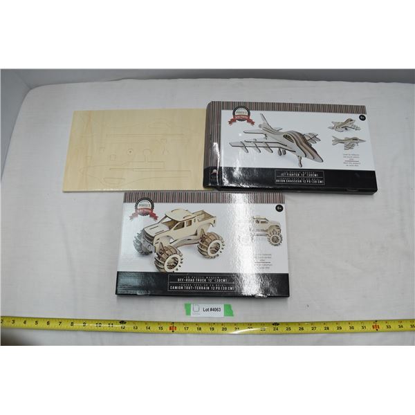 2X THE MONEY – 3D Wooden 12” Puzzle Jet Fighter & Off-Road Truck