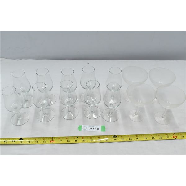 Frosted Glasses (4), Wine Glasses (10)