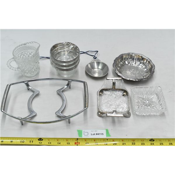 Assorted Metal & Glass Dishware