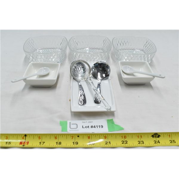 3 Small Candy Dishes, 2 Dessert Dishes, Plastic Butter Tray