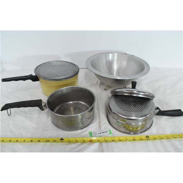 Strainer, Steamer Pot, 2 Metal Pots