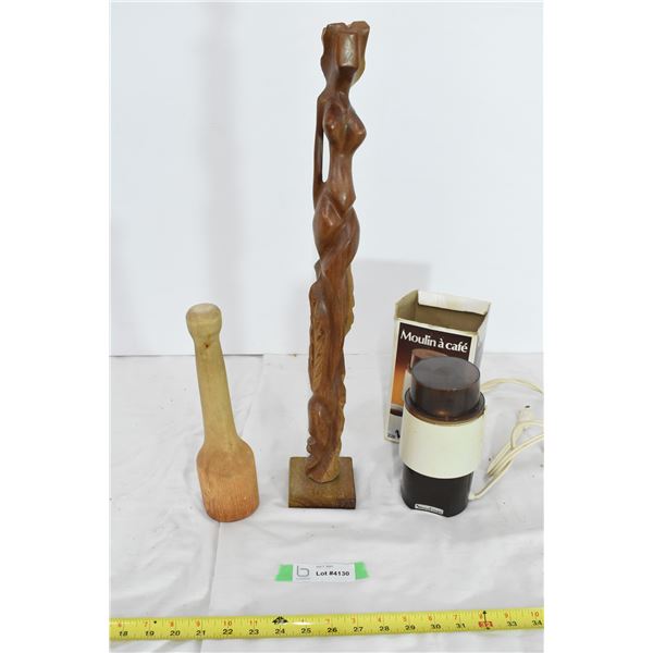 Wooden Ornament, Coffee Grinder, wood pestle