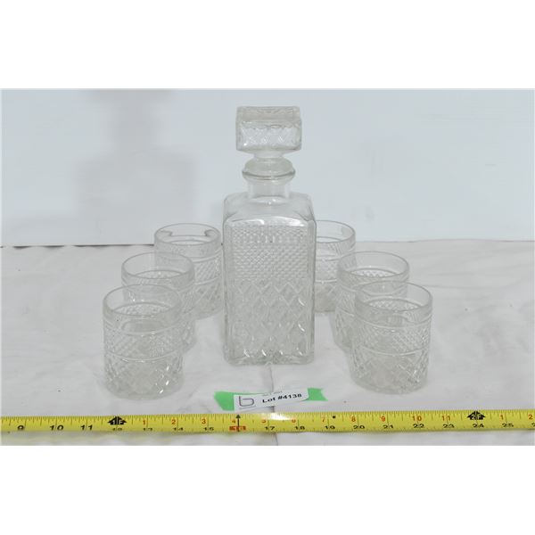 Glass Decanter w/ Matching Cups
