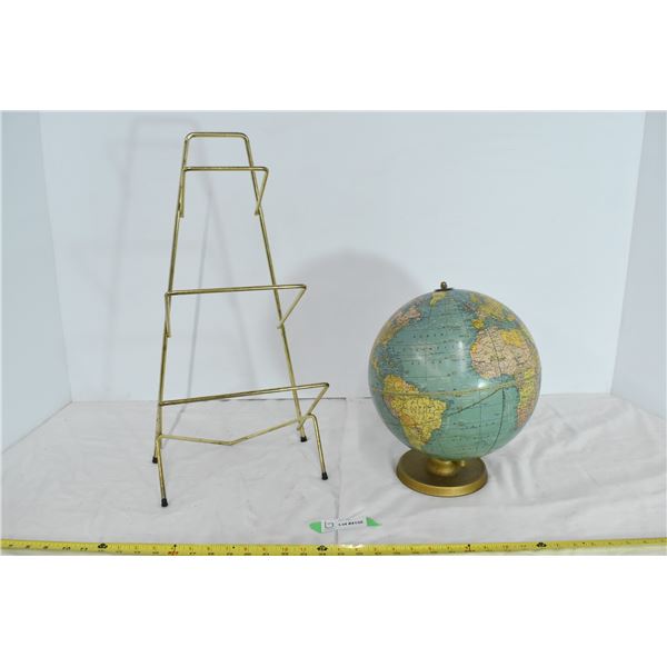 Decorative Desk Globe & Newspaper Stand