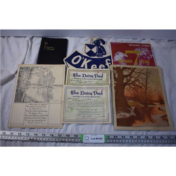 Lot of Vintage Paper and Felt Items + Record