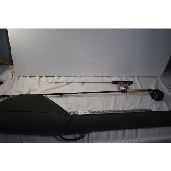 2 Fishing Rods in Case - One Fly Fishing, One Ladies Ice Fishing