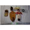 Vintage Wooden Items, Compass, and Toys