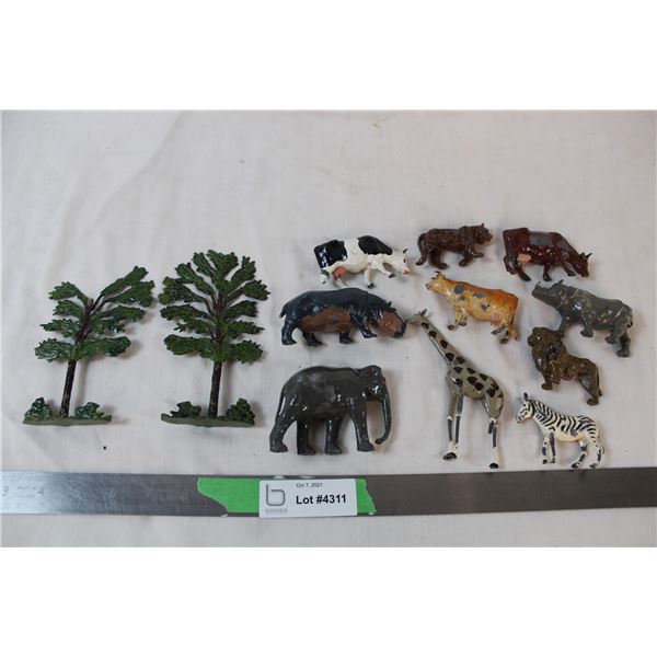 Antique Cast-metal zoo animal miniatures
