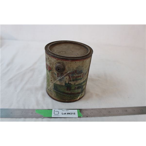 Vintage Rodger's golden syrup container with smoke, and contents