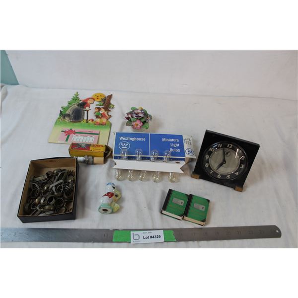 Westclox, westinghouse miniature lightbulbs, and misc