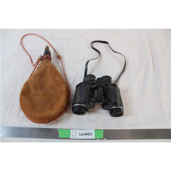 Water skin and binoculars