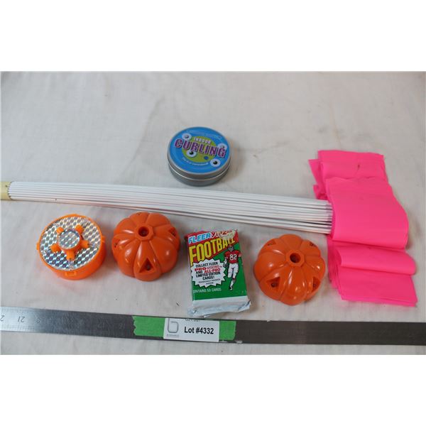 Marking flags, pumpkin lights, and football trading cards