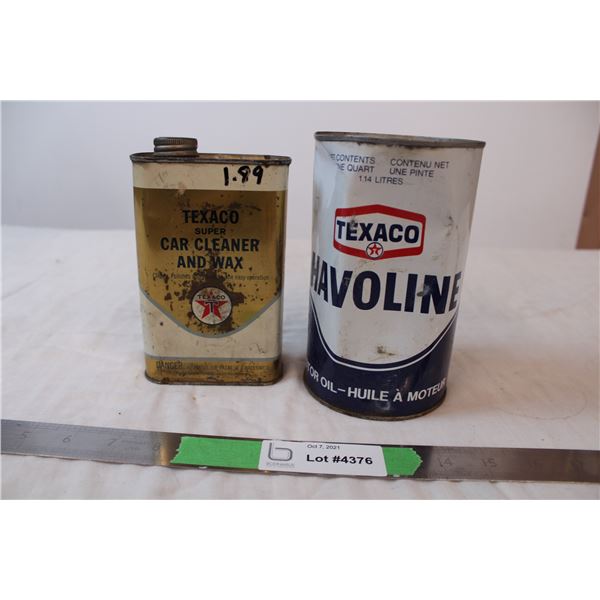 Texaco car wax tin and motor oil (never opened)