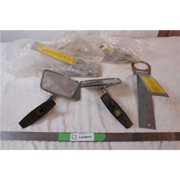Vintage side mirrors, three Fallpro anchors for roofing