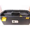 Image 3 : Black plastic tool box, one handle broken but still functioning