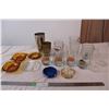 Variety of glassware and ashtrays