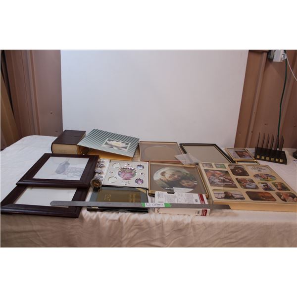 Box of photo frames and album