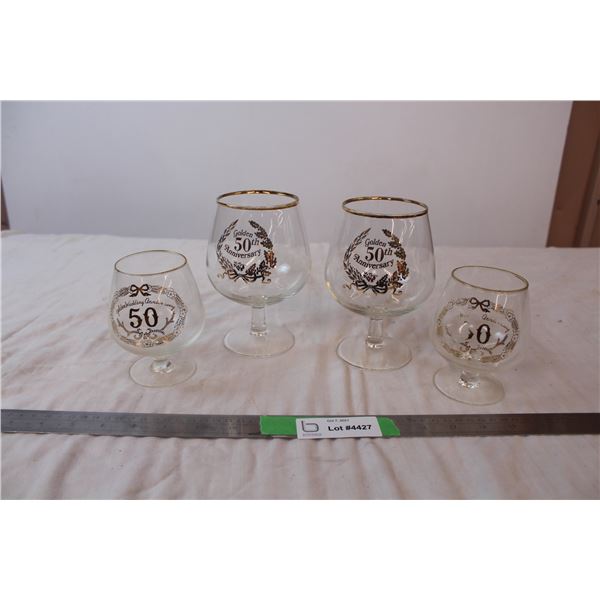 Golden 50th anniversary goblets