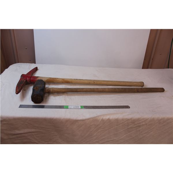 Pick axe and sledge hammer