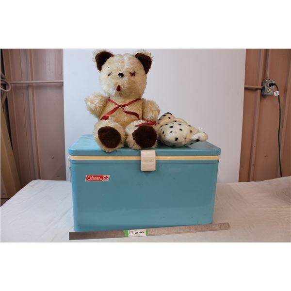 Vintage Coleman Cooler (metal), teddy bears