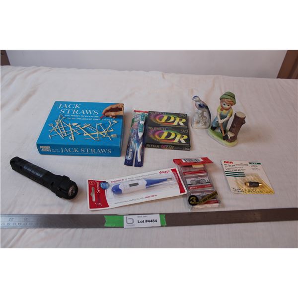 Thermometer (sealed) + Jack Straws Parker Bros Game, misc