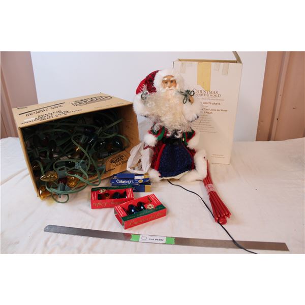 Light up santa decor and variety of holiday lights