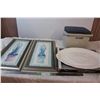 Lil oscar Coleman cooler, turkey platter, matching pair of paintings