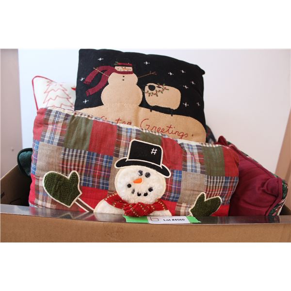 Box of holiday pillows